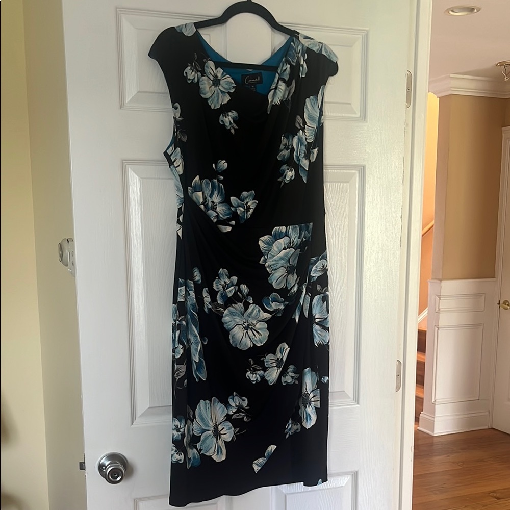 Floral Black and Blue Dress